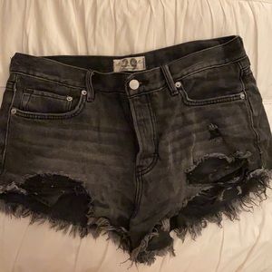 Free people black denim shorts